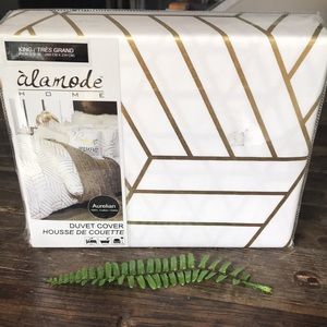 ALAMODE HOME geometric white/gold Duvet cover KING